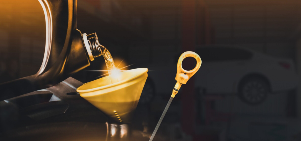 The oil being changed on a vehicle at Commonwealth Chevrolet.