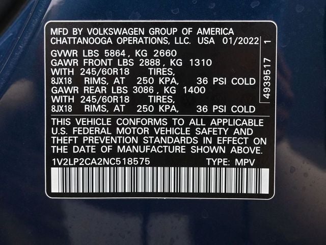 2022 Volkswagen Atlas 2.0T SE