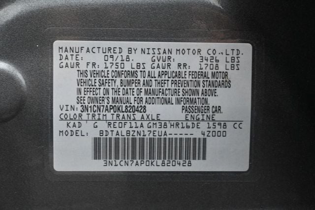 2019 Nissan Versa 1.6 SV
