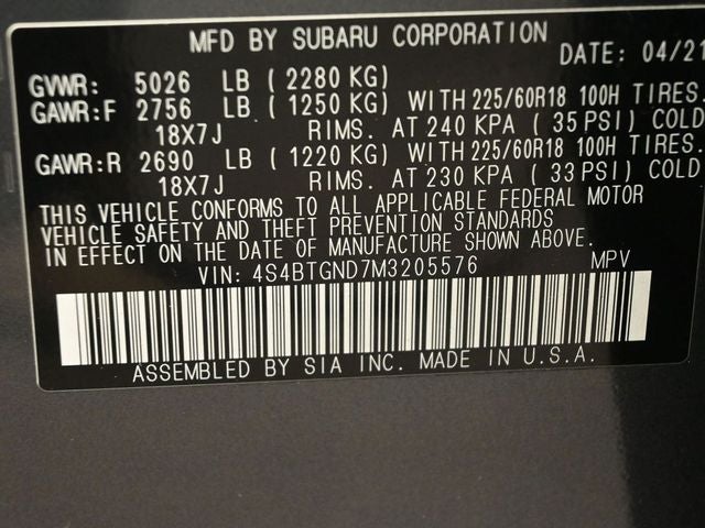 2021 Subaru Outback Limited XT